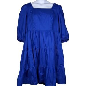 Mod/x Dress 3X Blue Tiered Prairie Peasant Festival Boho Milkmaid flowy flirty